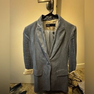 Zara blue suit with very small sparkle detailing in the threads SUIT AND PANTS